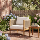 Outdoor Club Chair with Acacia Wood Frame in Teak Look by HouseOfZazla