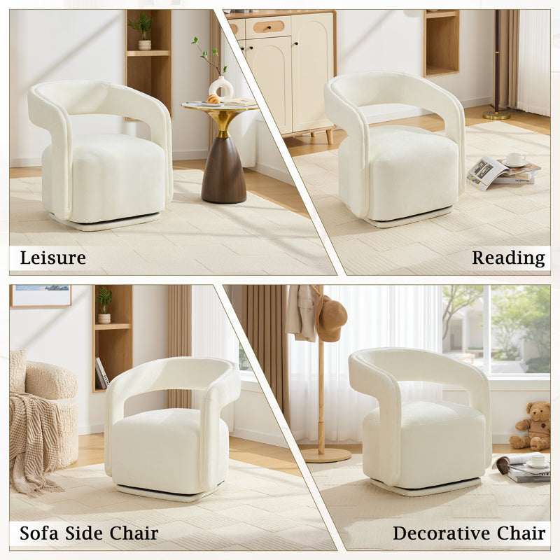 Chenille Fabric Swivel Accent Armchair, photo 6 of 9
