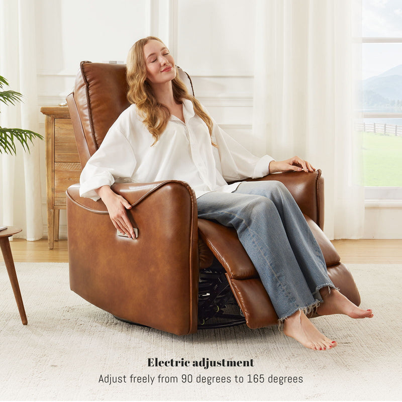 Electric Recliner Chair With Rocker And Swivel Function - Brown, photo 7 of 9
