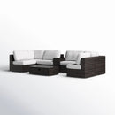 Elegant 4 Person Wicker Patio Seating Set With Cushions And Glass Top Table by HouseOfZazla