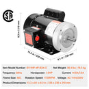 1HP Electric Motor 1725 RPM AC 115V/230V by HouseOfZazla