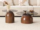 Nesting Coffee Table Set of 2 with Glass Desktop in Walnut by HouseOfZazla