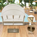 Outdoor Patio Daybed Wicker Rattan Double Daybed Round Sofa Furniture Set With Retractable Canopy, 4 Pillows For Lawn Garden by HouseOfZazla