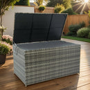 Lightweight Wicker Outdoor Storage Box Doubles As Side Table
