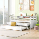 Daybed With 2 Trundles, 3 Storage Cubbies, Built In USB Charging Light
