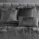 Turin 7 Piece Charcoal Crinkle Velvet Comforter Ensemble