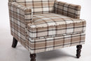 Upholstered Accent Chair with Brown Linen Fabric and Nailhead Trim by HouseOfZazla