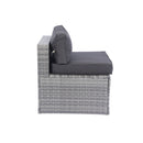 5 Pieces PE Rattan sectional Outdoor Furniture Cushioned U Sofa set with 2 Pillow Grey wicker + Black Cushion