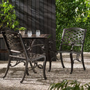 Luminea Outdoor Aluminum Dining Chair with Scroll Design, Bronze by HouseOfZazla