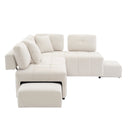 91.73" L-shaped Sofa Sectional Sofa Couch with 2 Stools and 2 Lumbar Pillows for Living Room, Biege