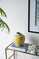 D8.7x9.1' Yellow and White Wide Curved Plum Blossom Vase by HouseOfZazla