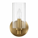 Jardin - Single Light Wall Sconce With Clear Ribbed Satin - Clear / Gold by HouseOfZazla