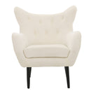 Style Velvet Arm Chair With Wingback And Flared Arms - Ivory