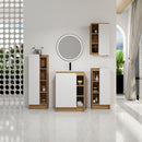 4 Piece Bathroom Vanity Set With Sink, Vanity Combo With Storage Cabinets - Black / Light Oak / White