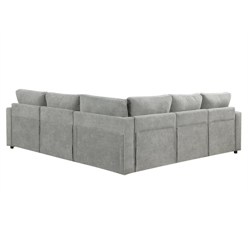 4-Seat L-shaped Modular Sofa with Thick Backrest and Seat Cushions, Suitable for Living Rooms, Offices