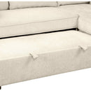 90" Pull Out Sleeper Sofa L-Shaped Couch Convertible Sofa Bed with Storage Chaise, Storage Racks and USB Ports (SG001340AA), Beige