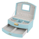 2-Layer Jewelry Box for Women Girls Lockable Leather Jewelry Organizer Jewelry Travel Case for Rings Earrings Necklaces Bracelets