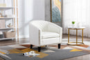 accent Barrel chair living room chair with nailheads and solid wood legs white pu leather