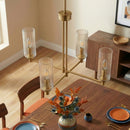 Enigma - 4 Lights Chandelier With Clear Ribbed Satin - Antique Brass / Clear / Gold by HouseOfZazla