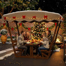 Outdoor Waterproof Solid Wood Picnic Table and Bench Set with Removable Canopy by HouseOfZazla