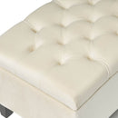 Button Tufted Diamond Stitch Storage Ottoman - Beige by HouseOfZazla