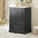 Bathroom Vanity With Sink, 1 Divided Drawer And 2 Soft Close Doors With Double Shelf by HouseOfZazla
