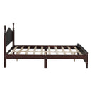 3-Pieces Bedroom Sets,Queen Size Wood Platform Bed and Two Nightstands-Dark Walnut