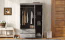 3-Door Mirror Wardrobe with shelves, Gray