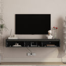 Floating TV Stand with LED Lights & Power Outlet