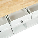 Kitchen Cart with Rubber wood Drop-Leaf Countertop ,Cabinet door internal storage racks,Kitchen Island on 5 Wheels with Storage Cabinet and 3 Drawers for Dinning Room,White by Montret