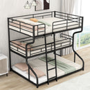 Industrial Triple Bunk Bed With Dual Ladders Frame, Space Saving Design by HouseOfZazla