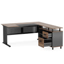 L-Shaped Executive Desk With File Cabinet, Office Workstation With Drawers, Shelves & Storage by HouseOfZazla
