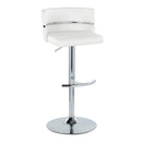 Cinch - Contemporary Adjustable Barstool With Swivel With Rounded T Footrest (Set of 2) - Chrome / White by HouseOfZazla