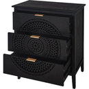3 Drawer Cabinet with Hollow-Carved 3 Drawer Dresser Storage Chest with Metal Handles For Entryway Living Room Bedroom