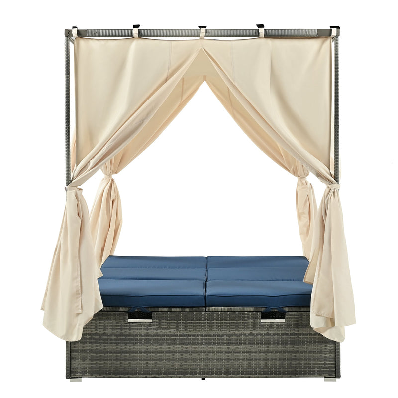 Adjustable Sun Bed With Curtain,High Comfort,With 3 Colors