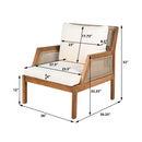 Acacia Wood Patio Furniture Club Chair, Outdoor Wicker Armchair, Deep Seating With Soft Cushions For Porch - Teak / Mix Brown