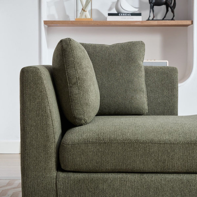 77.95'' Wide Modern Double-Sided Upholstered Chaise Lounge Indoor,Chenille Fabric Sleeper Sofa Couch With 4 Throw Pillows, Daybed with Rubberwood Legs For Living Room, Bedroom, Apartment,Green