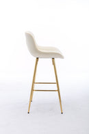 30 inch Set of 2 Bar Stools, with Chrome Footrest Velvet Fabric Counter Stool Golden Leg Simple High Bar Stool, CREAM