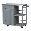 Outdoor Kitchen Island Fir Wood Prep Station with Stainless Steel Top