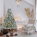 4FT Prelit Flocked Christmas Tree With Pine Needles & Eucalyptus Leaves