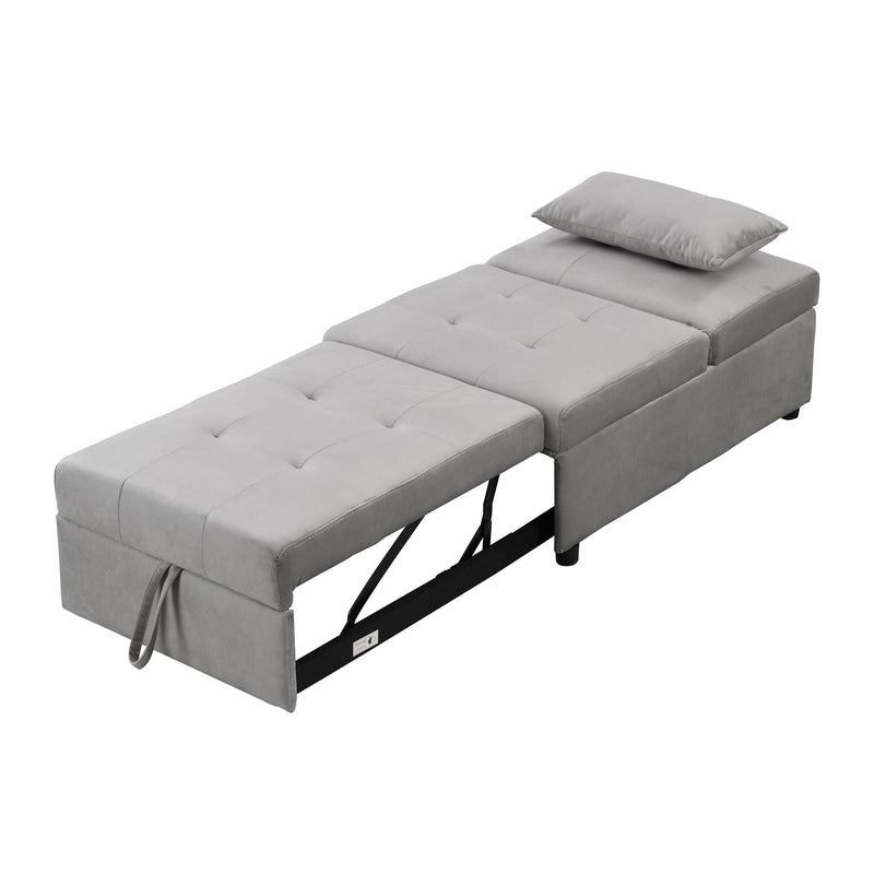 Folding Ottoman Sofa Bed - Gray Fabric, photo 15 of 19