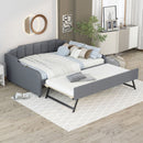 Full Size Upholstered Daybed With Trundle And USB Charging - Gray by HouseOfZazla