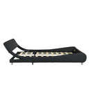 Queen Size Upholstered Platform Bed Frame With LED Lighting, Curve Design, Slat Support, No Box Spring Needed - Black by HouseOfZazla
