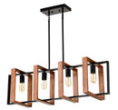 4 Light Kitchen Island Lights Pendant Light Farmhouse Dining Room Light Fixture, Rectangular Chandelier, 36" Hanging Lighting For Living Room, Conference Room, Home Office - Matte Black by HouseOfZazla