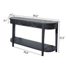 Carved Console Table With Storage Shelf For Living Room - Black by HouseOfZazla