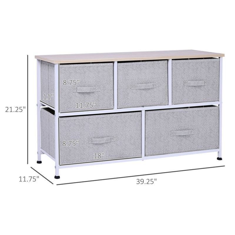 Walker Edison | Minimalist 5 Drawer Horizontal Storage Cube Organizer