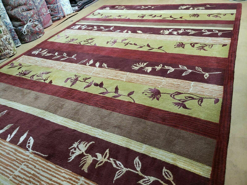 8' X 11' Tibetan Nepal Art Deco Hand Knotted Wool Rug Modern Contemporary Nice