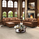 Upholstered Sofa With Nailhead Trim, Rolled Armrests With Ottoman by HouseOfZazla