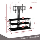 Multi-Function Angle And Height Adjustable Tempered Glass TV Stand - Black by Unique Piece Furniture