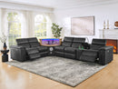 5-Seater Air Leather L-Shaped Powered Recliner Sofa Set with Motorized Lift Cabinet by HouseOfZazla